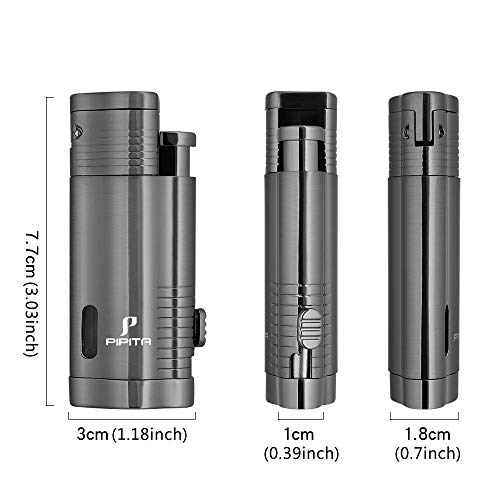 Pipita Cigar Lighter And Cigar Cutter Set (2Pcs/Set), Jet 3 Flame Cigar Lighter Torch And Cigar Cutter , Packing With Nice Gift Box #TOP4