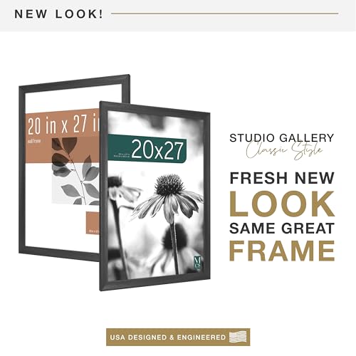 MCS Studio Gallery Classic 20x27 Poster Frame Black Woodgrain, Vertical & Horizontal Wall Hanging Large Picture Frame for Photos, Posters & Art Prints (1-Pack)