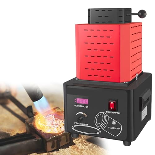 KLZUNDA Melting Furnace Electric Gold Melting Furnace, 1600℃ Digital Melting Furnace Machine, Metal Casting Kit with Graphite Crucible, Melting Time 3-5 Minutes