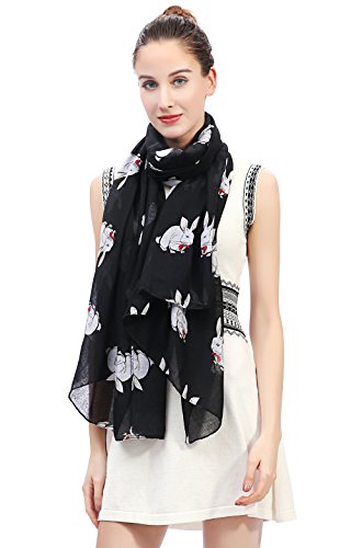Lina & Lily Rabbit Bunny Print Women's Scarf Shawl Wrap Lightweight2