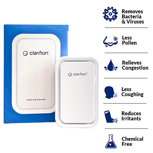 Clarifion - Negative Ion Generator with Highest Output (10 Pack) Filterless Mobile Ionizer & Travel Air Purifier, Plug in, Eliminates: Pollutants, Allergens, Germs, Smoke, Bacteria, Pet Dander & More