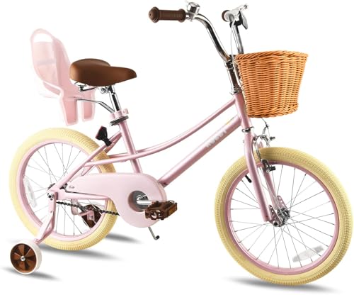 RULLY - Bicicleta infantil de 20' Donna para niña de 7 a 13 años - con pata y cesta - Estilo retro rosa