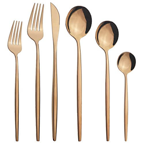 Juego De Cubiertos De 6 Uds., Juego De Cubiertos De Acero Inoxidable, Cuchillo, Tenedor, Cuchara, Vajilla, Juego De Vajilla,Rosa,6 Juegos