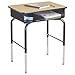 ECR4Kids Open Front Desk with Metal Storage Book Box, Adjustable, Classroom Furniture, Maple/Black