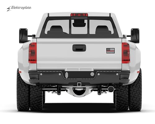 Image of Elektroplate Firefighter Thin Red Line Flag with Black Frame All Metal Emblem for Cars | Universal Fit at 3.8 inch x 2.5 inch | Weatherproof