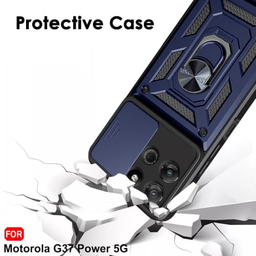 Image of Luxe Back Cover Compatible for Motorola G77 Power 5G / G37 5G / G37 Power 5G | D10 Tough Armor Case | Sliding Camera Shield | 360 Protection | Kickstand Ring Holder | Military-Grade Bumper Case