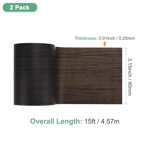 Image of M METERXITY 2-Roll Wood Grain Repair Tape, 3.15in x 15ft Textured Realistic Self-Adhesive Wood Floor Tape Contact Paper for Furniture /Floors /Home [Black]