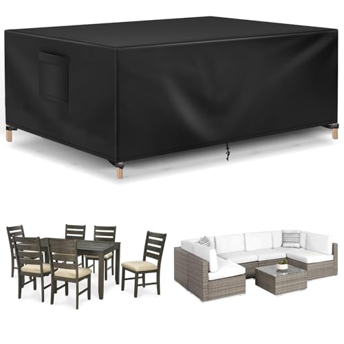 ytwkafa Housse Table De Jardin 420D Tissu Oxford - Résistante à l'Eau, Poussière et UV - Housse Salon Extérieur (213x132x74cm)