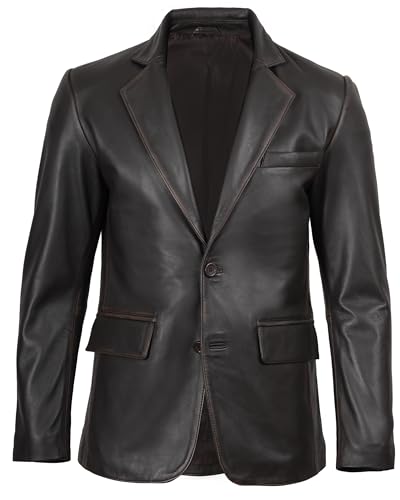 Image of Decrum Lambskin Leather Blazer for Men - Genuine Leather Sport Coat for Formal & Business Casual