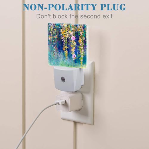Abstract Ivy Flowers Watercolor Painting Night Light Plug into Wall with Dusk to Dawn Sensor Cute Nightlight for Kid Girls Boys Women Room Decor, Hallway, Kitchen, Bathroom, Nursery, Stairs - Image 4