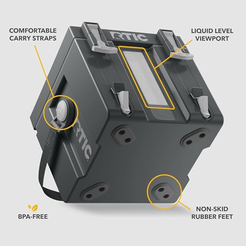 RTIC Halftime Water Cooler Portable Carrier Container, Drink Beverage Dispenser, Stackable with 2 Taps, Bottleless, BPA-Free, for Sports, Camping, BBQ, Parties, Picnic, & More, Dark Grey & Cool Grey - Thumbnail 4