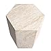 Empire Art Direct Hexagonal Travertine Stone Finish Italian Design MgO Side Accent Table, Living Room, Bedroom & Office, 14.6