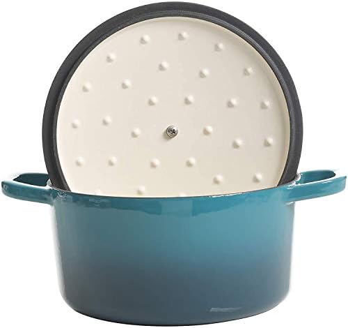 Crock-Pot Artisan 7-Quart Round Enameled Cast Iron Dutch Oven – Sapphire Blue, Durable Heavy-Duty Cookware for Slow Cooking, Baking, Roasting with Lid - Thumbnail 5