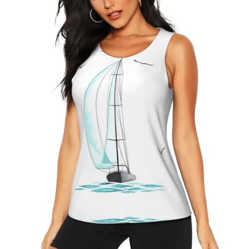 Camiseta sin mangas de entrenamiento mujer top deportivo azul fitness ligero