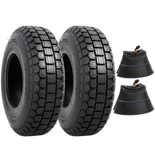 PaoWin 4.10/3.50-6 Tires and Heavy Duty Inner Tubes for 4 Wheelers ATV,Quad Lawn, Mower, Wheelbarrows, Go Kart,Snow Blower, Tractors, Hand Trucks, Trolleys, Mini Bike Tires and Tubes (2 Pcs)