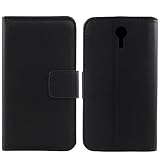 Gukas Design Genuine Leather Case for BLU VIVO 8 5.5' Wallet Premium Flip Protection Cover Skin Pouch with Card Slot (Black)