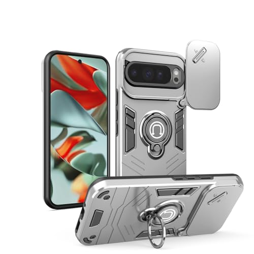 For Google Pixel 9 Pro XL 5G Case with Kickstand & Slide Camera Cover, Shockproof Military-Grade Case Rugged Protective Cover fo
