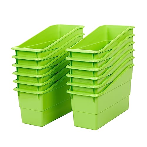 Image of Really Good Stuff Durable Book & Binder Holders, 12-Pack, Green Neon | 5.5 inch x 12.5 inch x 7.5 inch, Classroom Organization, Storage Solution, Sturdy & Versatile