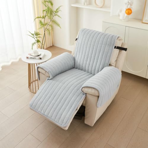 Funda para silla reclinable antideslizante lavable con correas gris 8