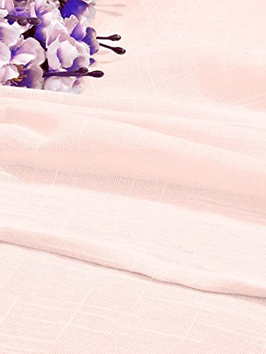 Image of Cotton Linen Solid Curtain with Eyelet Rings,Window Curtains for Pooja Room /Living Room /Dining Hall /Hotel /Bedroom /Kid Room /Kitchen (5 Feet, Baby Pink) Set of 2