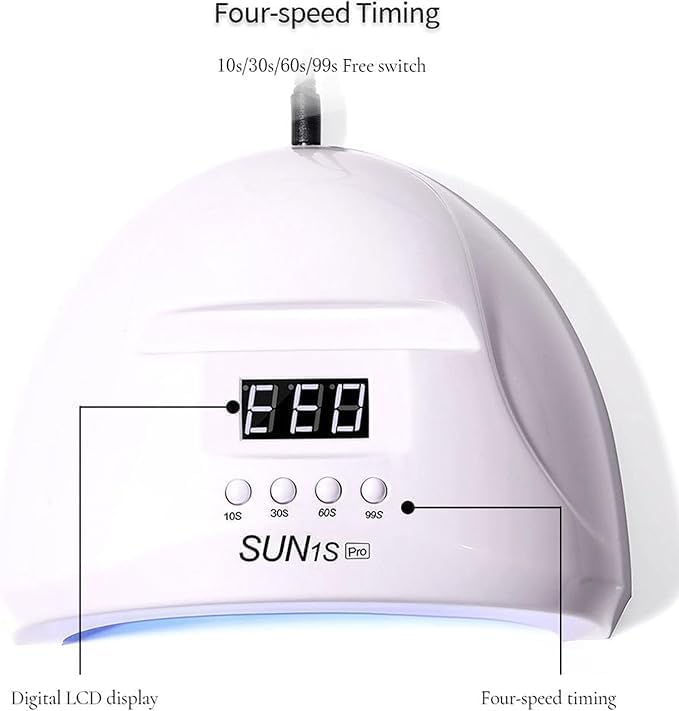 SQUADO Lampada UV LED Per Smalto, 48W, 4 Impostazioni Timer, Sensore Automatico, Con Supporto Per Telefono