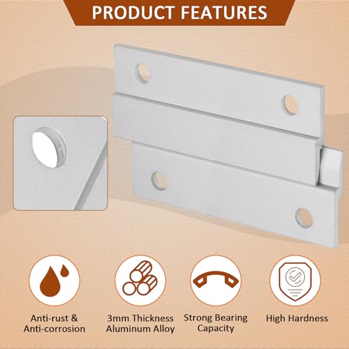 Image of Murtenze 4 Inch French Cleat Picture Hanger Z Hanger, Aluminum Interlocking Wall Mounting Bracket Hardware Kit Z Clips for Hanging Wall Painting, Picture, Whiteboard, Headboard, Artwork (2 Pairs)