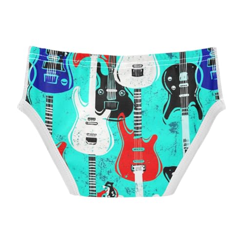 CHIFIGNO Boy Cotton Underwear Breathable Briefs Soft Briefs Underwear for Little Boy, Colorful Guitar Teal2