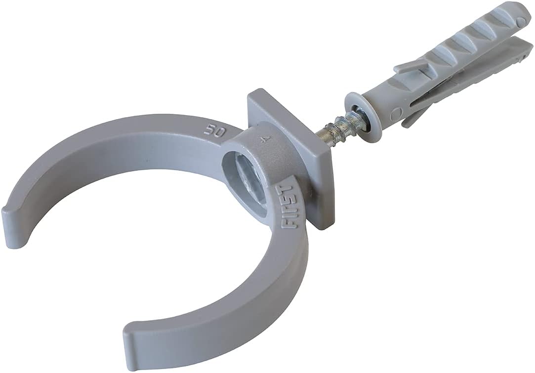 First PlastCNLM50 Lyre Collars Complete with Screws and dowels for Round Tubes ø 50 mm. Grey Colour