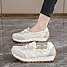 Toumov Summer Shoes for Women Non-Slip Casual Walking Shoes Lace Up Slip On Fashion Sneakers Lightweight Indoor Outdoor Shoe Footwear for All Day Comfort Beige