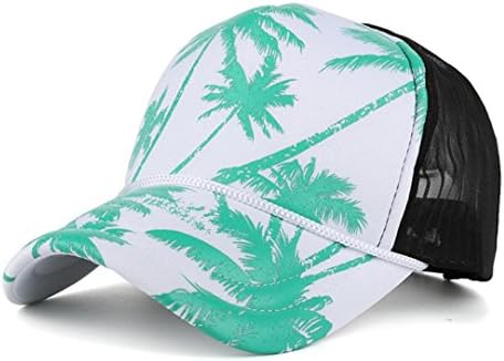 Litetao Women Men Caps, Coconut Tree Printing Baseball Cap Snapback Hip Hop Fashion Flat Hat (Free Size, Green)