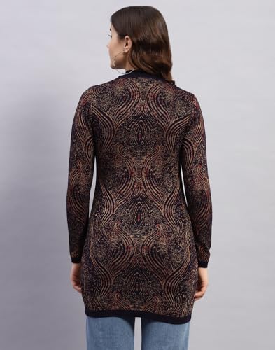 Image of Monte Carlo Womens Self Design Round Neck Full Sleeve Cardigan (1243652RN)