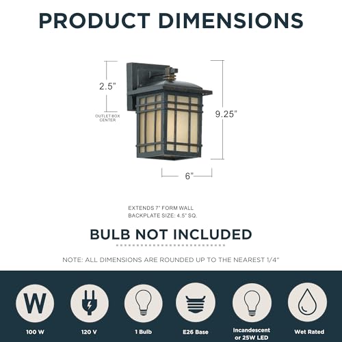 Image of Quoizel Hillcrest 9.25 inch Outdoor Wall Lantern, Imperial Bronze | White Linen Textured Glass, Mission Style, ETL Wet Rated