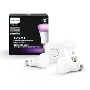 PHILIPS 464479 White and Color Ambiance A19 Starter Kit, 3rd Generation LED Bulb (Multicolour)