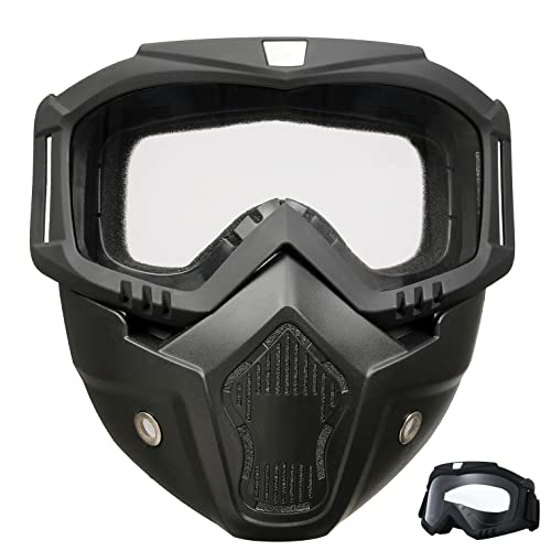 Airsoft Mask Full Face with HD Goggle Skull Skeleton Paintball Mask for Halloween Cosplay Paintball Game Props Party Tactical Mask (ClearLens)