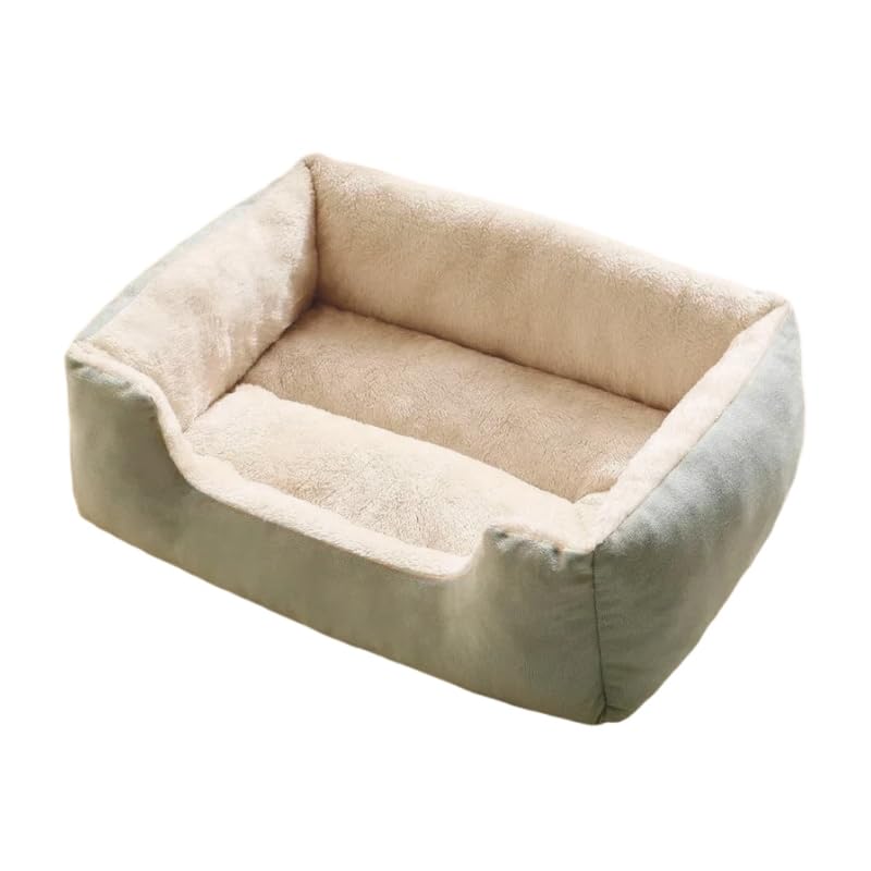 Mateju Plush Pet Bed Rectangle, Comfortable Fluffy Pet Cushion Warm Thick Warm Soft Plush Dog Cat Bed for Indoor Calming Puppy Kitten Petbed, for Small Medium (Green,L-60 * 45 * 15cm)