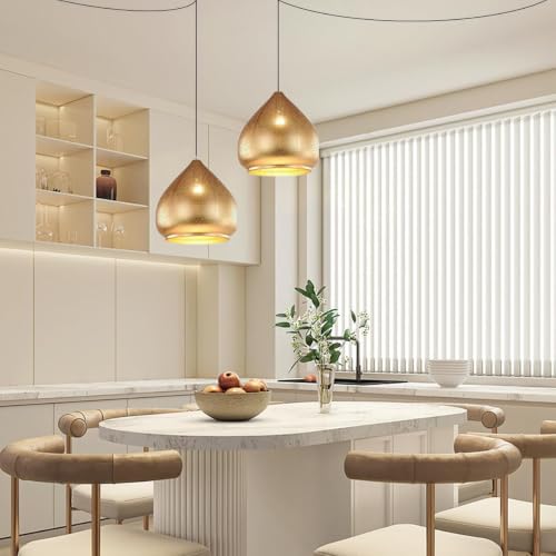 Image of 2-Pack Gold Pendant Light Moroccan Hanging Ceiling Lamp Plug in