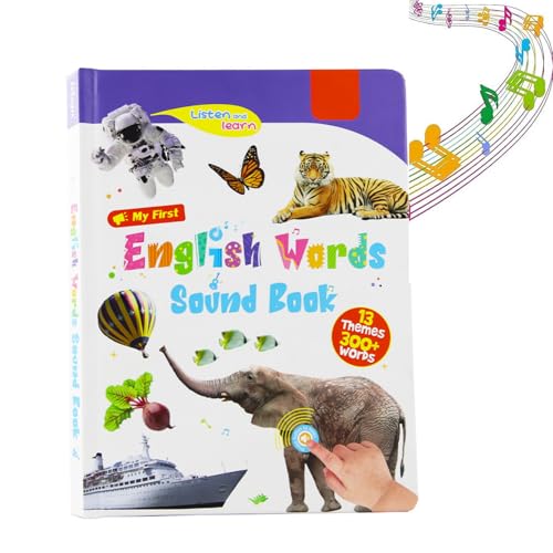 My First English Sound Toys – English Learning Talking Book for Kids 2-6 Years Old,470+ Words,21 Themes,Fun Word Game Book for Educational Language,Interactive Alphabet Sound Book for Toddlers Gift
