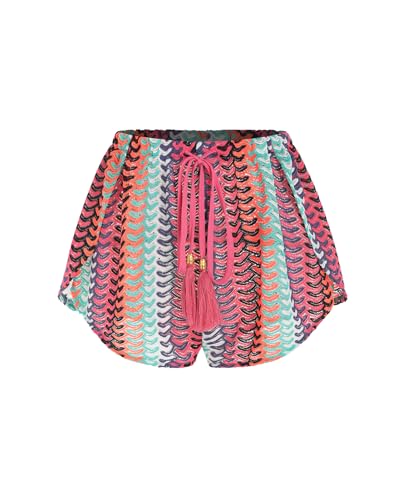 ZAFUL Beach Shorts for Women Cover Up 2026 Vacation Boho High Waisted Drawstring Lace Crochet Swim Bottom, Colorful, L