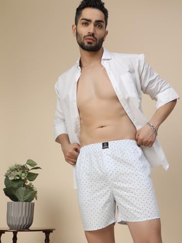Image of Urban Scottish Men's Pack of 2 Cotton Printed Boxers with Side Pockets