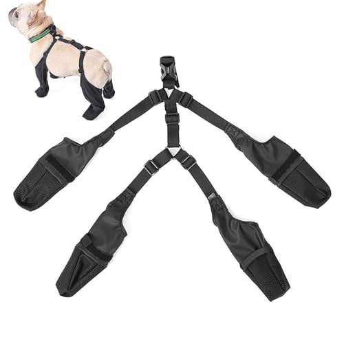 Eastuy Hundepfoten-Stiefel-Leggings - Verstellbare wasserdichte Hundestiefel - Hundepfotenschutz mit Hilfsgurt, schützt vor Winter und Kälte für kleine und mittelgroße Hunde