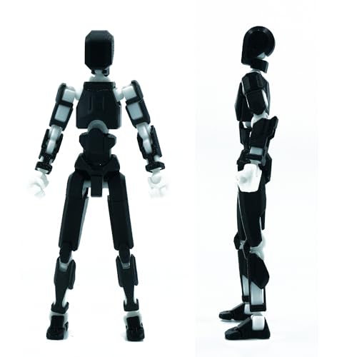 Image of Dummy 13 Action Figure Robot | Fully Articulated 3D Printed Robot Toy | 5.4-inch Collectible Figurine | Matte Finish| Unassembeled (Black-White)