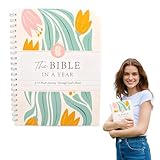The Bible In A Year: 52 Week Study Journal for Women, Spiral Bibles Journal, Bible Study Guide, A Beautiful Year in The Bibles, Scripture Note Taking, Christian Journaling, Green, Premium Quality
