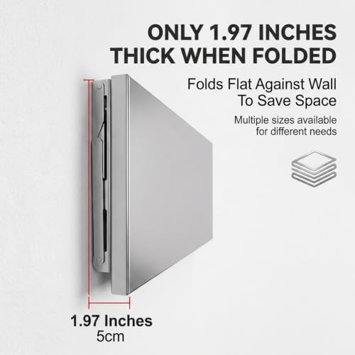Table Pliable Murale D'Angle Inox Établi de Bar Rabattable 40x30cm - 6