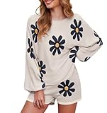 【Ideal für alle Gelegenheiten】Das locker sitzende Strick-Freizeitset eignet sich für Loungewear, Nachtwäsche, Outfits oder lässige Alltagskleidung, geeignet für Pyjamapartys, Mädelsabende, Flitterwochen, Partys, Jubiläen, Urlaub, Reisen, Sport, Joggen usw. Das ist es Auch ein wunderbares Geschenk für Ihre Freundin, Ehefrau, Freunde und Familie.