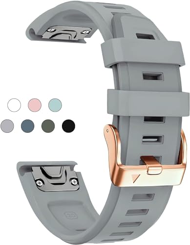 Correa de silicona de 20 mm elegante con hebilla oro rosa para Garmin Fenix 7S