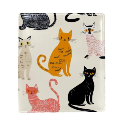 Funda de libro de piel sintética Variety of Cats reutilizable para cuadernos de 9.8x11 pulgadas