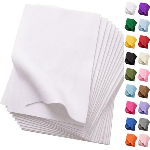 Soft White Felt Fabric Sheets for Crafts 8 x 12 Inch Felt Squares 20 Pcs 1.6mm Thick Nonwoven Fabric for DIY Projects Sewing Patchwork and Decoration