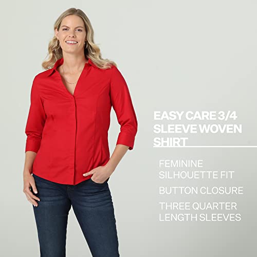 Riders By Lee Indigo Womens Easy Care ¾ Sleeve Woven Shirt,Arctic White,Medium #TOP2