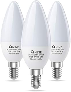 QNINE Warm White E14 LED Light Bulb, 6W (60W Equivalent), 540lm, Candle Bulbs Small Screw, 2700K, Non-Dimmable, 3 Pack