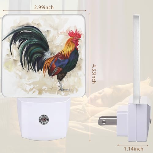 Image of YASHILAIYA Rooster Night Light,Plug-in Dusk to Dawn Sensor Nightlights for Bedroom Bathroom Hallway Stairs for Boys Girls